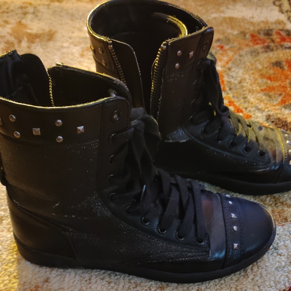 Studded Black High-Top Sneakers